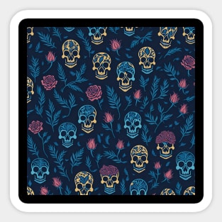 skulls and flowers patterns Sticker